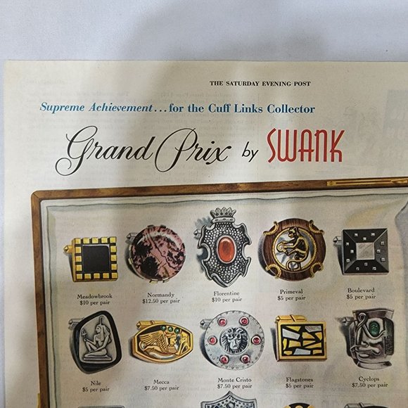 Swank advertising vintage print ad mens cuff links 1955 - Picture 6 of 6